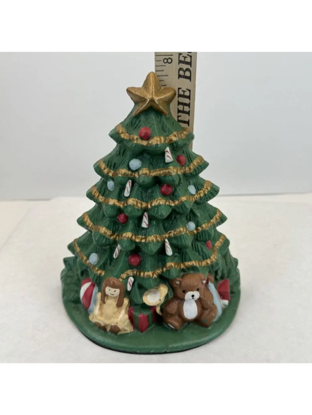 Vintage Lillian Vernon Christmas Tree Cast Iron Doorstop 7.5